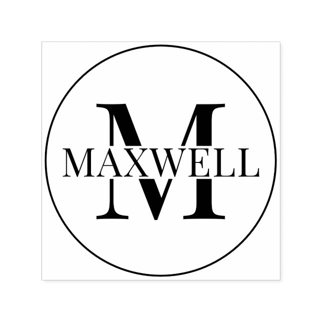 Tampon Auto-encreur Monogramme minimaliste noir gris personnalisé (Design)