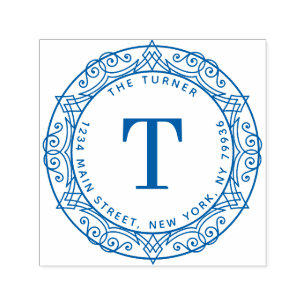 Tampon Auto-encreur Monogramme moderne - Adresse de retour