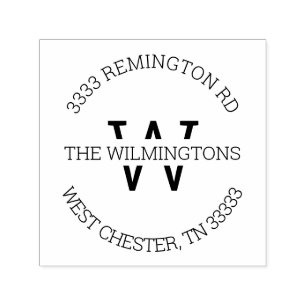 Tampon Auto-encreur Monogramme moderne - Adresse de retour