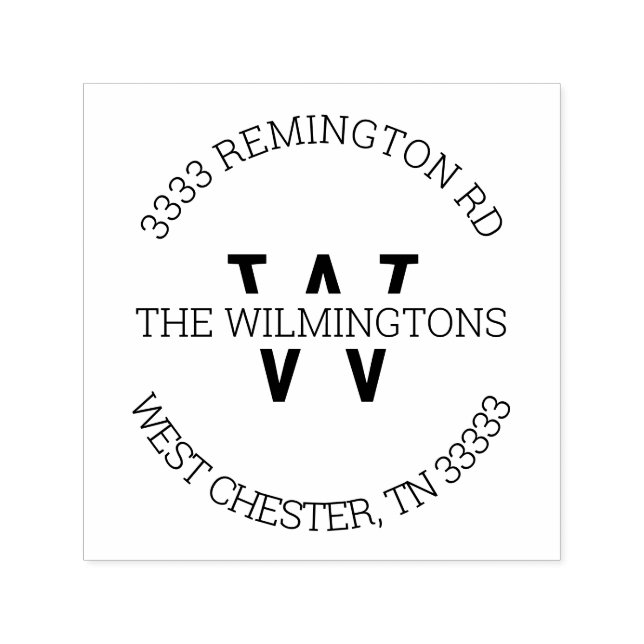 Tampon Auto-encreur Monogramme moderne - Adresse de retour (Design)