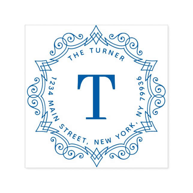Tampon Auto-encreur Monogramme moderne - Adresse de retour (Design)