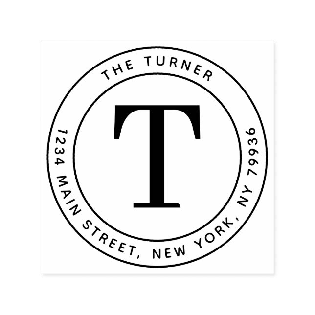 Tampon Auto-encreur Monogramme moderne - Adresse de retour (Design)