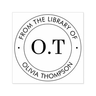 Tampon Auto-encreur Monogramme moderne de la bibliothèque de