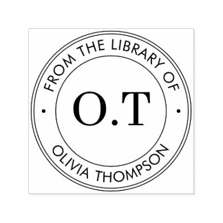 Tampon Auto-encreur Monogramme moderne de la bibliothèque de