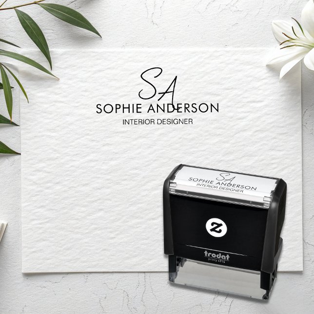Tampon Auto-encreur Monogramme moderne Logo Professionnel (Modern Monogram Logo Professional Business Self-Inking Stamp)