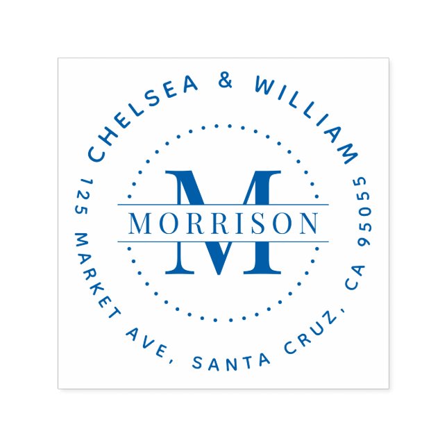 Tampon Auto-encreur Monogramme personnalisé Moderne Nom de famille Adr (Design)