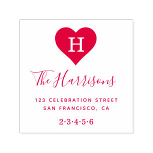 Tampon Auto-encreur Monogramme personnalisé, nom de famille et adresse