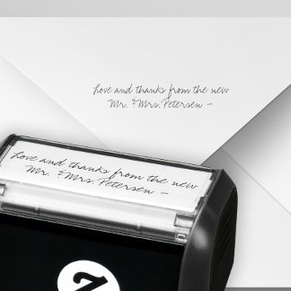 Tampon Auto-encreur Monsieur et madame le mariage signature, merci