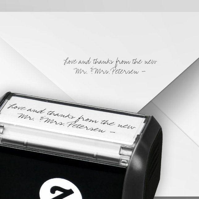 Tampon Auto-encreur Monsieur et madame le mariage signature, merci (Créateur téléchargé)