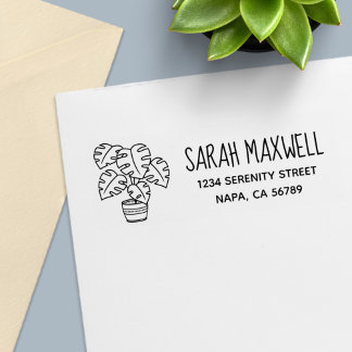 Tampon Auto-encreur Monstera Houseplant Adresse de retour