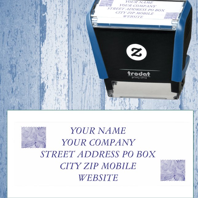 Tampon Auto-encreur Motif à vague bleu doux (aFor when a  subtle design is preferred.)