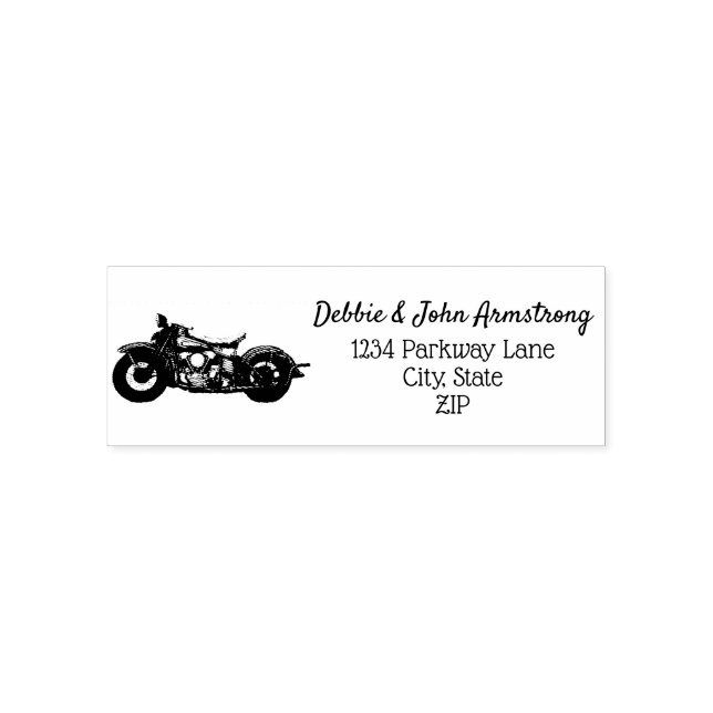 Tampon Auto-encreur Motorcycle Vintage Wedding Retour Adresse Cool (Design)