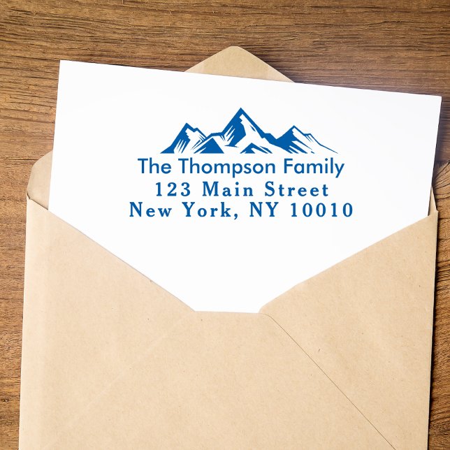 Tampon Auto-encreur Mountains Adresse de retour Nom de famille Personn (Créateur téléchargé)