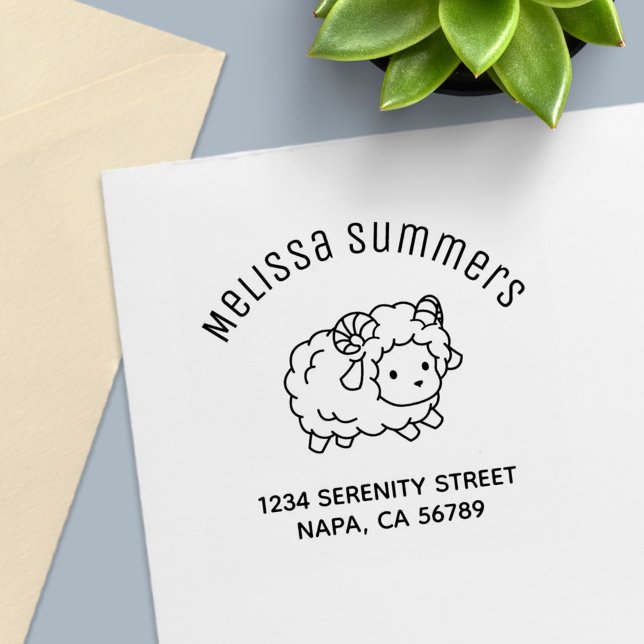Tampon Auto-encreur Mouton de l'agneau mignon Adresse de l'arche (Créateur téléchargé)