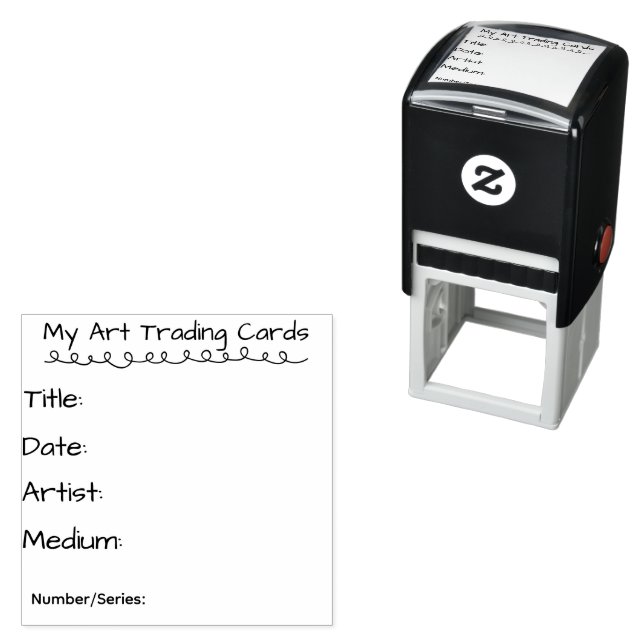 Tampon Auto-encreur My Art Trading Cards Self Inking Rubber Stamp (En situation)
