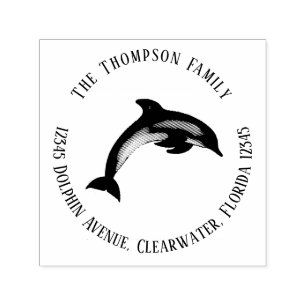 Tampon Auto-encreur Nature Botanique Adresse de retour Dolphin