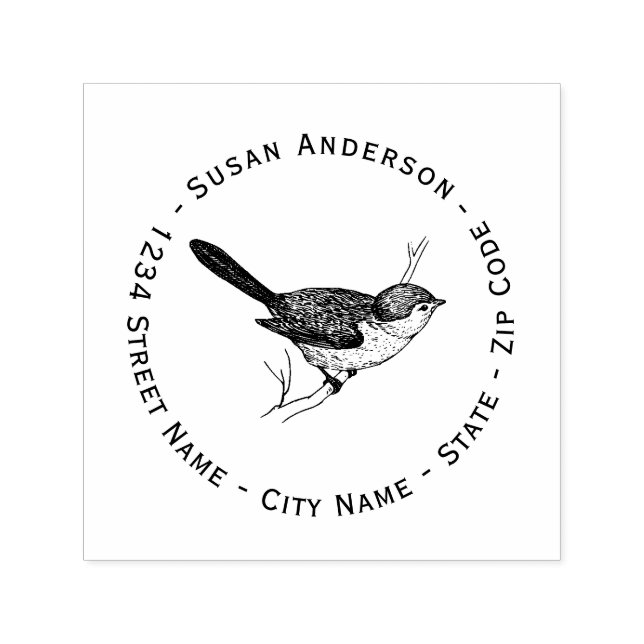 Tampon Auto-encreur Nature - Bushtit Adresse de retour auto-encastré (Design)