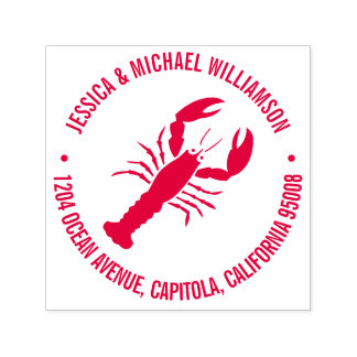 Tampon Auto-encreur Nautical Beach Ocean Lobster Adresse de retour