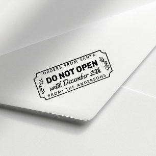 Tampon Auto-encreur Ne pas ouvrir jusqu'au 25 décembre Noël