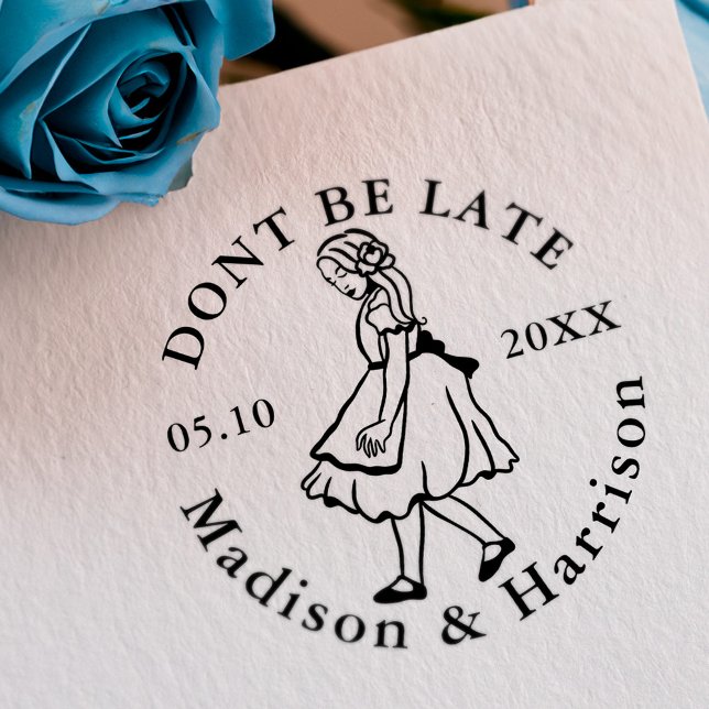 Tampon Auto-encreur Ne soyez pas en retard Alice au pays des merveille (Don't Be Late Alice In Wonderland Save Our Date Self-inking Stamp)