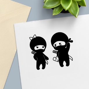 Tampon Auto-encreur Ninja Pair, un garçon et une fille