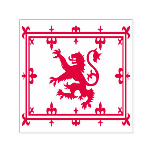 Tampon Auto-encreur Niveau royal de drapeau rouge d'écossais de lion