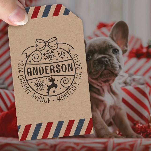 Tampon Auto-encreur Noël Adresse de retour Reindeder Snowflake (Créateur téléchargé)