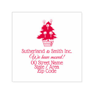 Tampon Auto-encreur Noël déménagement xmas arbre nouvelle adresse