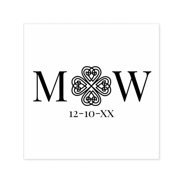 Tampon Auto-encreur Nœud Celtique Couple Trèfle 2 Initiale Monogramme  (Design)