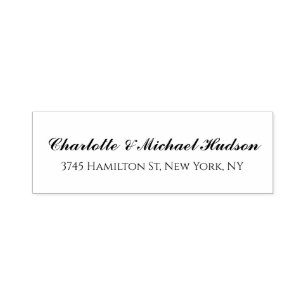 Tampon Auto-encreur Noir Blanc Script Créatif Tendance Élégant Famille