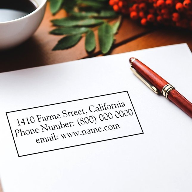 Tampon Auto-encreur Noir Blanc Simple Adresse Rectangulaire (Créateur téléchargé)