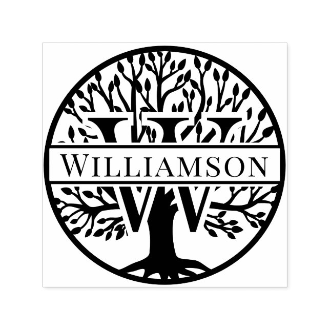 Tampon Auto-encreur Nom 1FR de l'initiale en gras sur l'arbre de vie (Design)