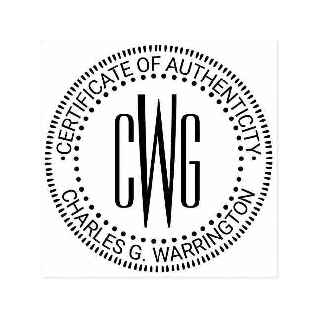 Tampon Auto-encreur Nom, 3 Initial #4 Certificat d'Authenticité  (Design)