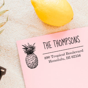 Tampon Auto-encreur Nom d'ananas à main mignon Adresse de retour