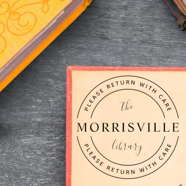 Tampon Auto-encreur Nom de bibliothèque en gras Arrondi S'il vous plaî (Créateur téléchargé)