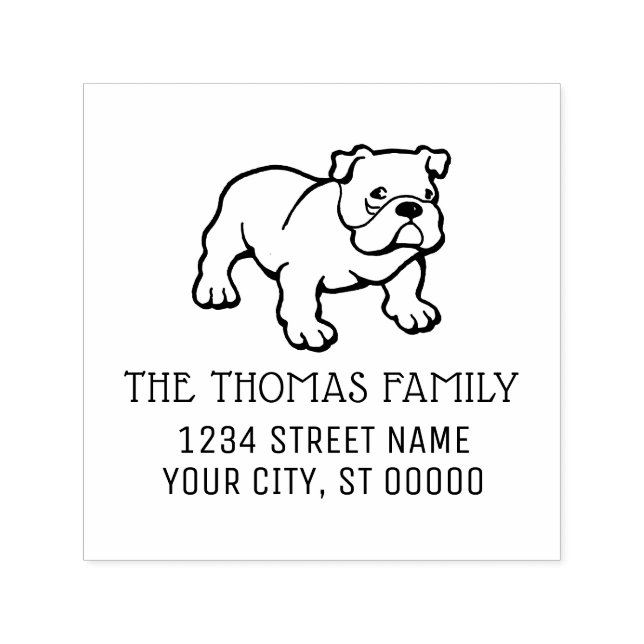 Tampon Auto-encreur Nom de chiot bouledogue Adresse de retour (Design)