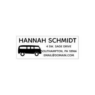 Tampon Auto-encreur Nom de Custom Sun Van Hand Draw