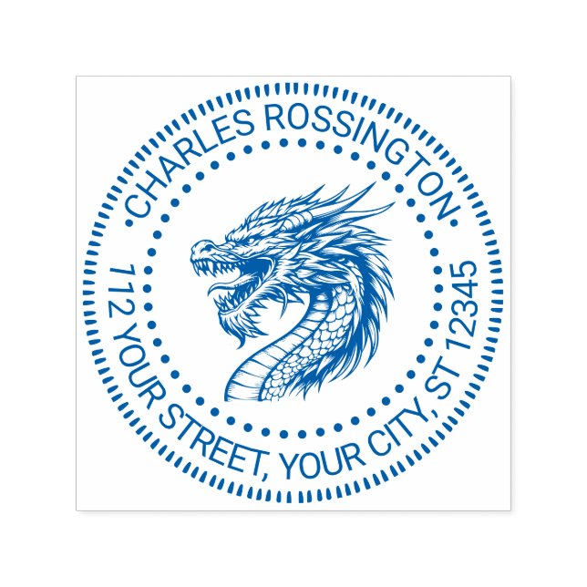 Tampon Auto-encreur Nom de dessin de la tête de dragon Adresse de reto (Design)