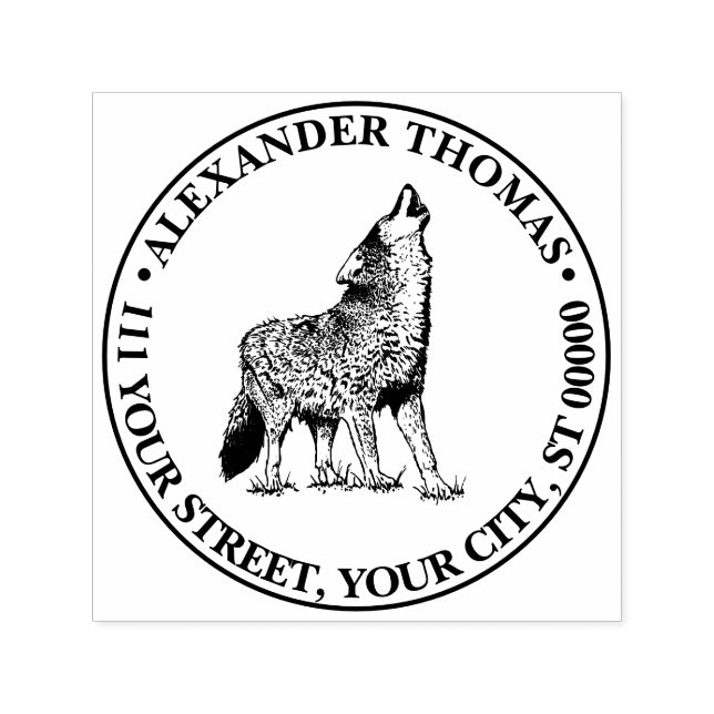 Tampon Auto-encreur Nom de dessin Vintage du loup Howf Adresse de reto (Design)