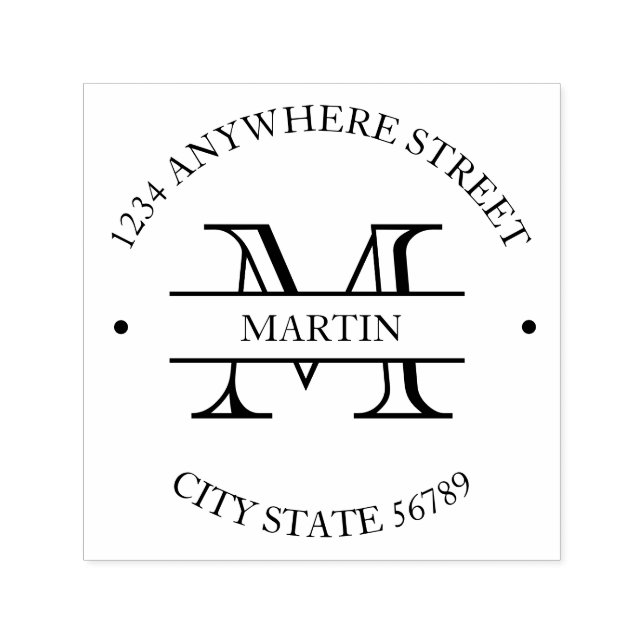 Tampon Auto-encreur Nom de famille classique formel Adresse de retour  (Design)