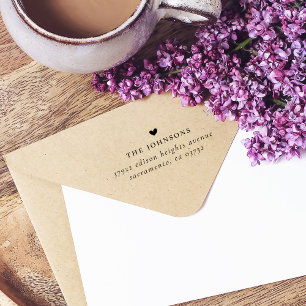 Tampon Auto-encreur Nom de famille, Coeur et adresse de retour personn