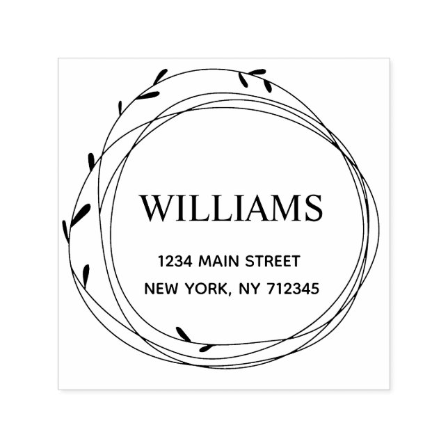 Tampon Auto-encreur Nom de famille de l'adresse de retour florale mode (Design)