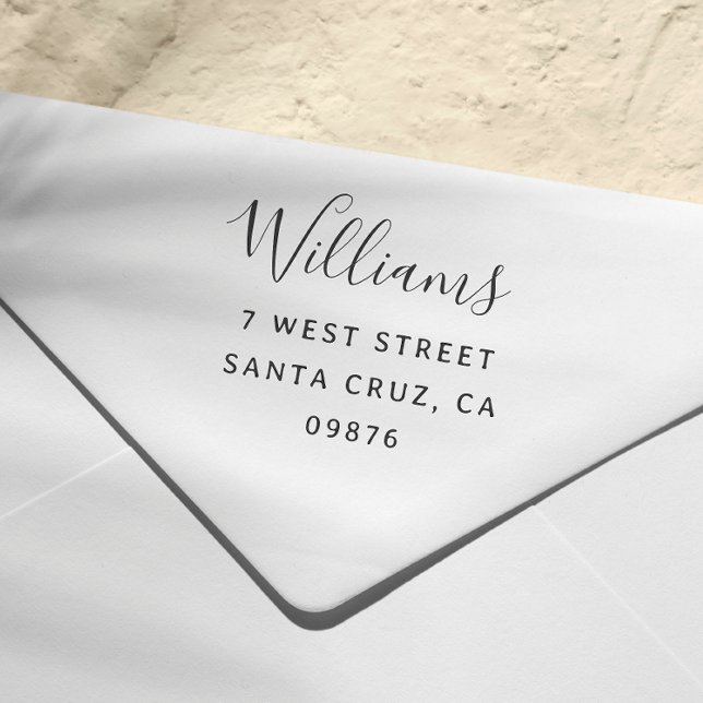 Tampon Auto-encreur Nom de famille de script simple Adresse de retour (Créateur téléchargé)