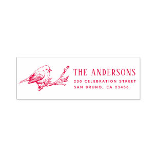 Tampon Auto-encreur Nom de famille d'oiseau à main mignon Adresse de r