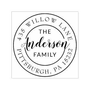 Tampon Auto-encreur Nom de famille du logo rond timbre auto