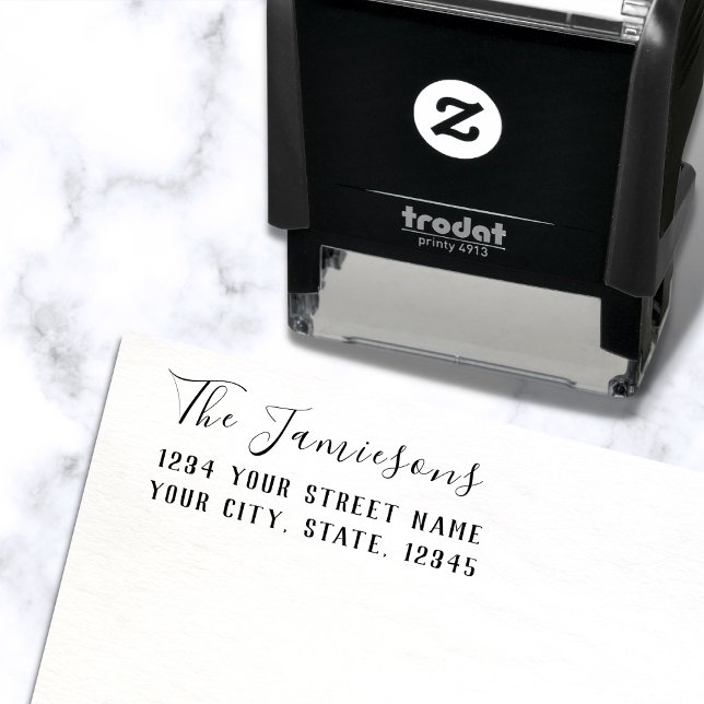 Tampon Auto-encreur Nom de famille Elegant Script Adresse de retour (Créateur téléchargé)