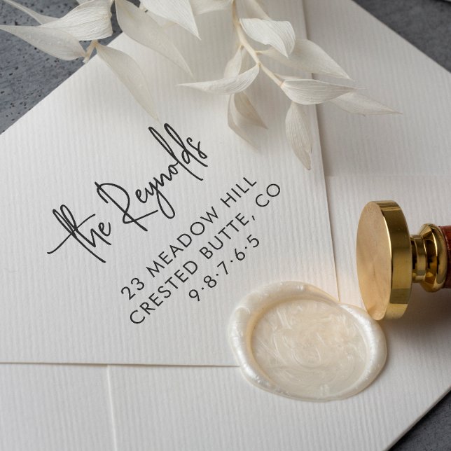 Tampon Auto-encreur Nom de famille et domicile Adresse de retour moder (Créateur téléchargé)