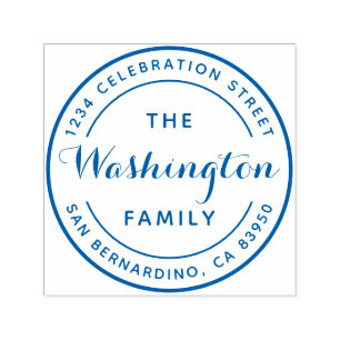 Tampon Auto-encreur Nom de famille Logo Ronde Adresse de retour