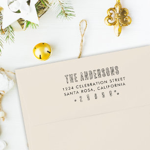 Tampon Auto-encreur Nom de famille manuscrit minimaliste Adresse de re