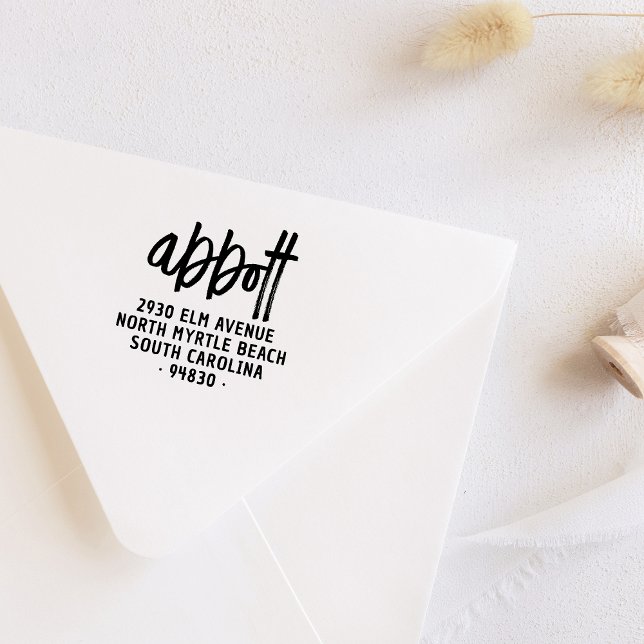 Tampon Auto-encreur Nom de famille manuscrit moderne Gras Adresse de r (Créateur téléchargé)